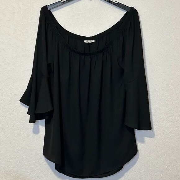 Speed Limit Women's 2X Bell Sleeve Black Blouse - Picture 1 of 9